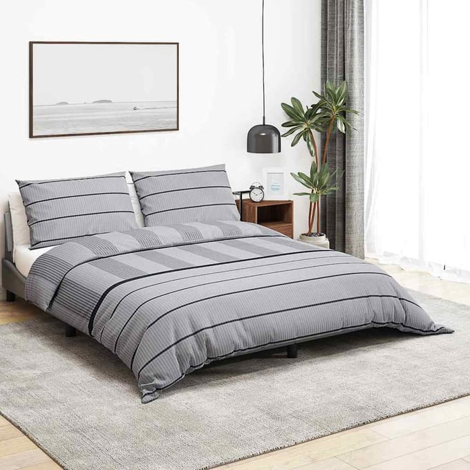 vidaXL - Dekbedovertrekset - 200x200 - cm - katoen - lichtgrijs