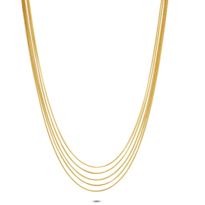 Twice As Nice Halsketting in edelstaal, meerdere kettingen Goudkleurig 40cm+5cm