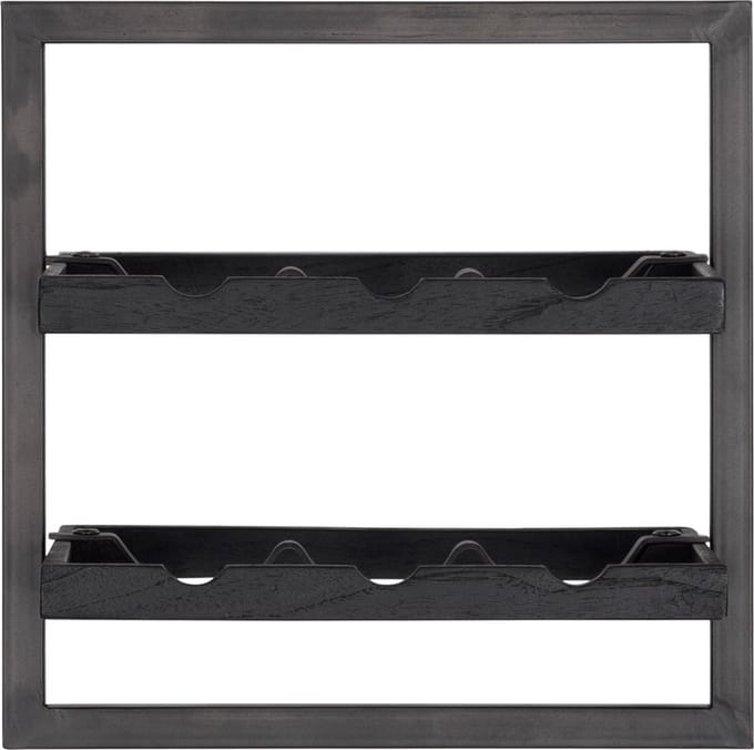 d-Bodhi - shelfmate - winemate - type b- wijnrek - voor 6 flessen - burned black wood - black smoked iron frame (btbf)