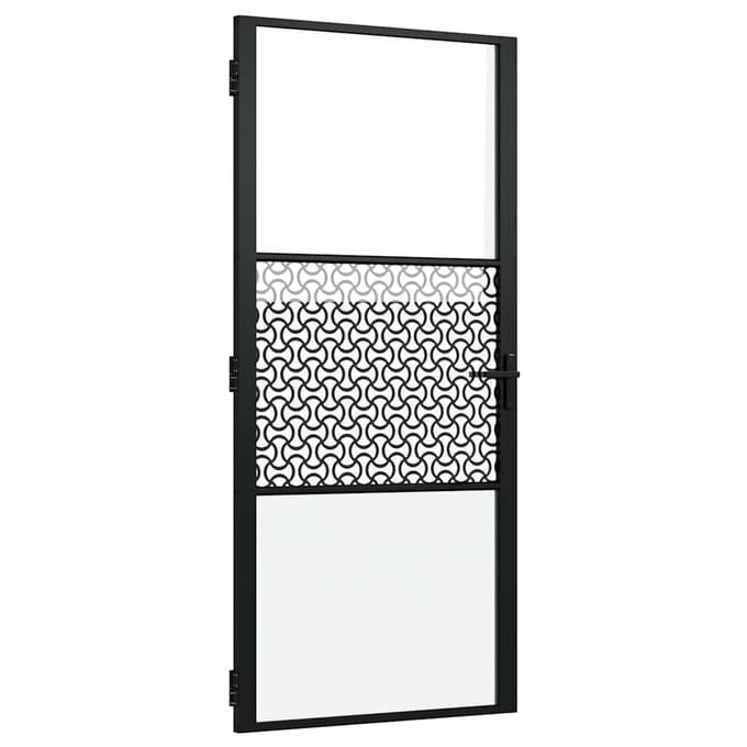 vidaXL - Glazen - deur - 93 - x - 3,5 - x - 201,5 - cm - Aluminium - Zwart