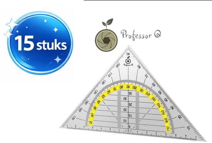 Professor Q - Geodriehoek - Transparant - 14 cm - 15 stuks