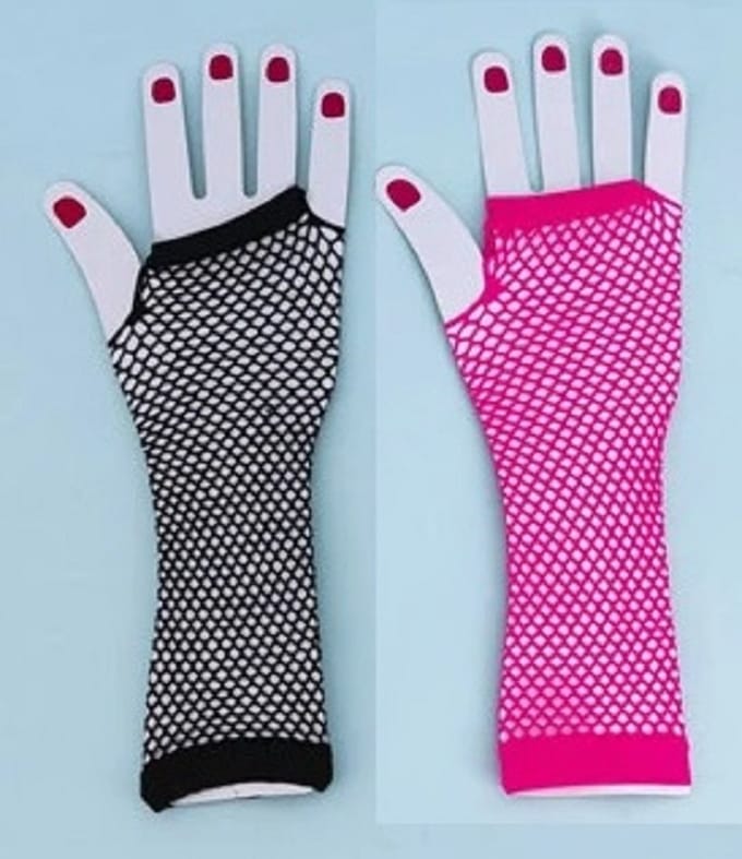 2 Stuks Handschoenen roze zwart gaas