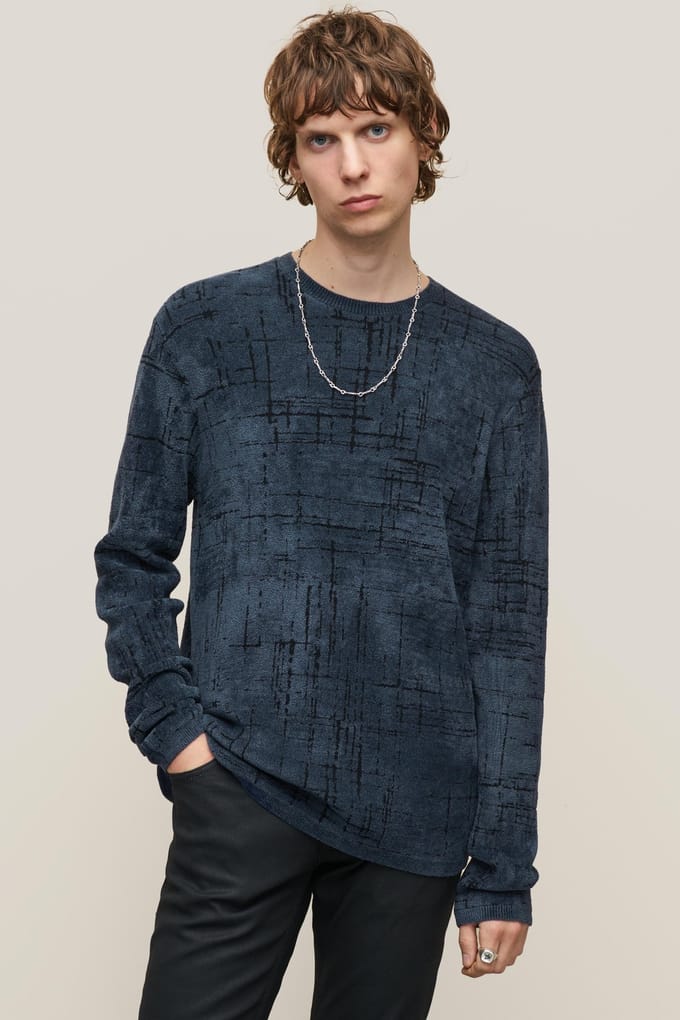 John Varvatos Cadman Ls Crew With Broke Navy Taglia: M | Maglioni a maglia Outlet | Uomo | Blu