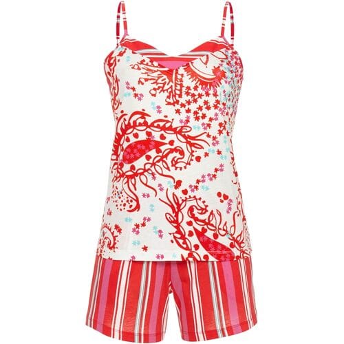 Ringella Bontgekleurde shortama strepen paisley Rood vrouw 42