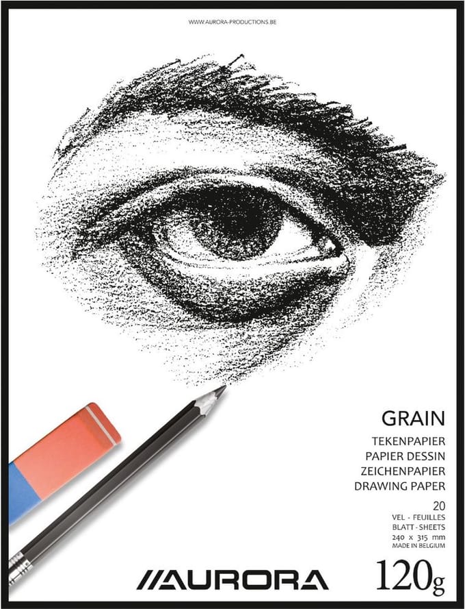 Aurora Tekenblok - Grain - Tekenpapier - Schetsblok - 240x315mm - A4+ - 120g - 20 Vel