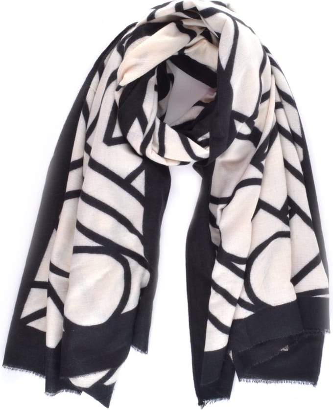 Giuliano Najaar sjaal abstract print - Zwart/Beige - Dames - Sjaal