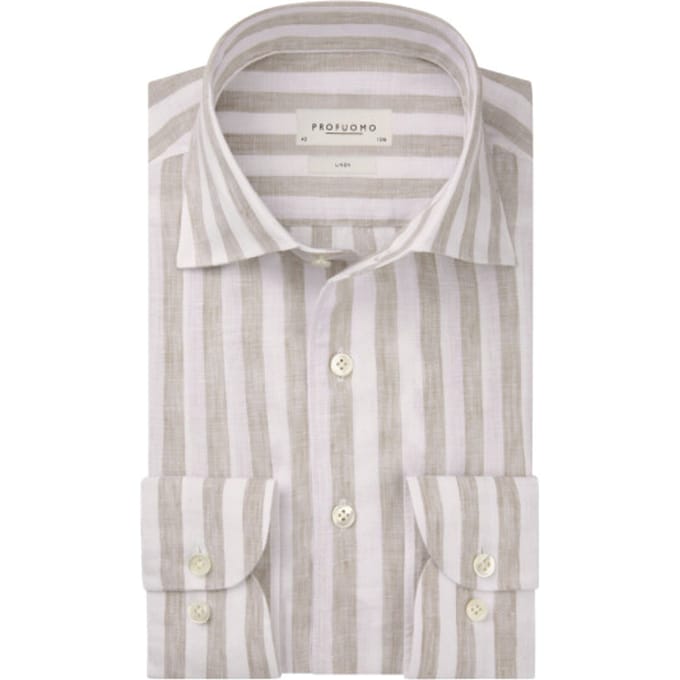 Profuomo Ppxh10019 Lange Mouw Overhemden Beige Ppxh10019