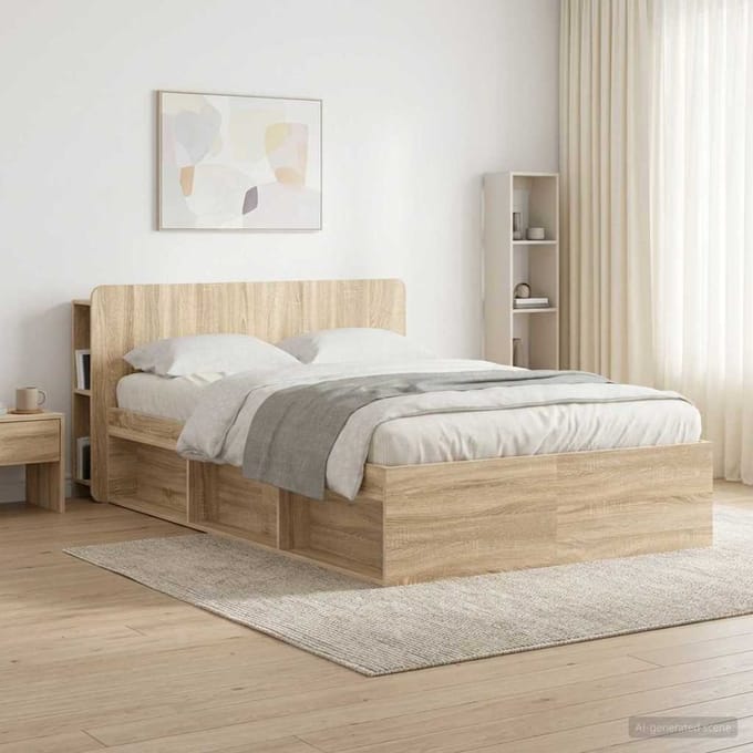 vidaXL - Hoofdeinde - Kast - met - opslag - Sonoma - Bewerkt - hout