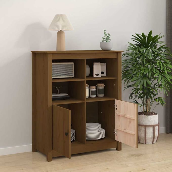vidaXL - Dressoir - 83x41,5x100 - cm - massief - grenenhout - honingbruin