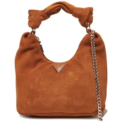 GUESS Leren schoudertas Isotta Hobo Bag Cognac Lichtbruin