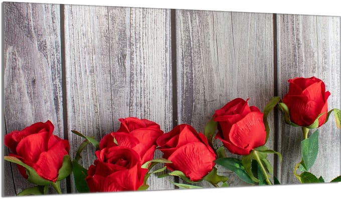 TMK ArtDeko - Snijplank - Róże - Hartglas - 90x52 cm