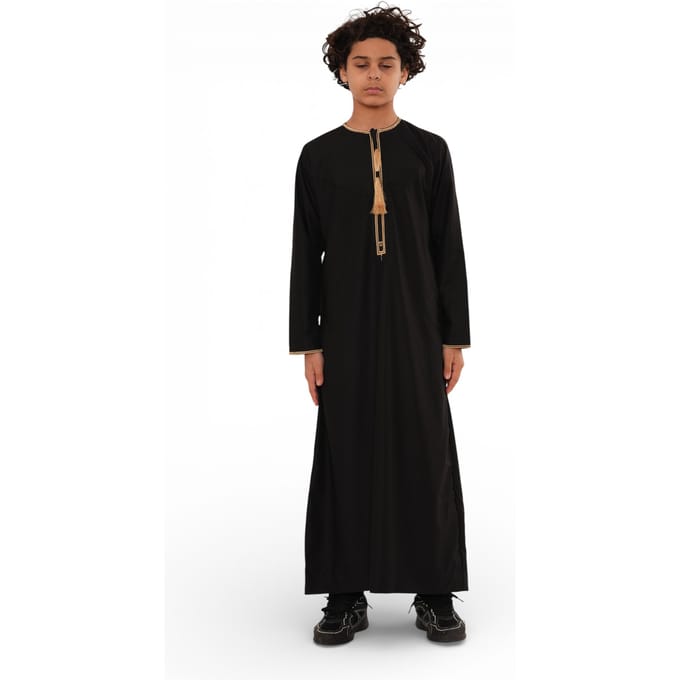 Kinderen jongens Ramadan zwarte Marokkaanse Thobe gewaad Emirati Eid Jubba-TT-003