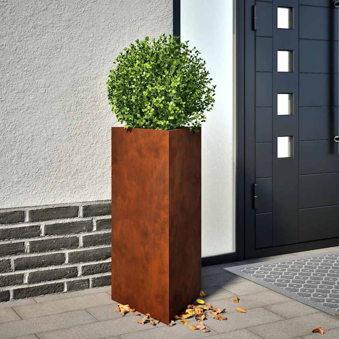 vidaXL - Plantenbakken - 2 - st - driehoek - 40x40x75 - cm - weervast - staal