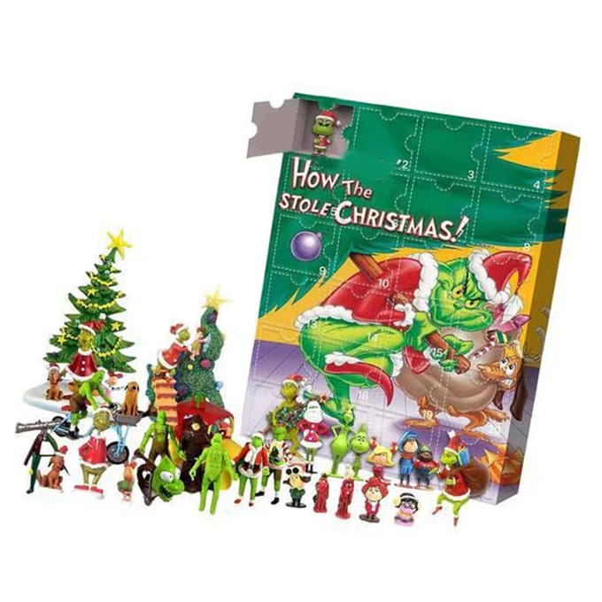 Adventskalender Figuren Schattige Cartoon Aftelkalender Blind Box voor Kinderen Cadeau Verzamelobject blue