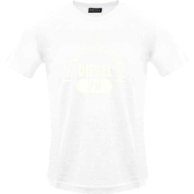 Diesel Heren Eigendom van Denim Divisie Logo T-Shirt (Wit)