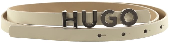 HUGO Leren Riem Zula Leather Belt 1,5 cm W75 Cream White Crème
