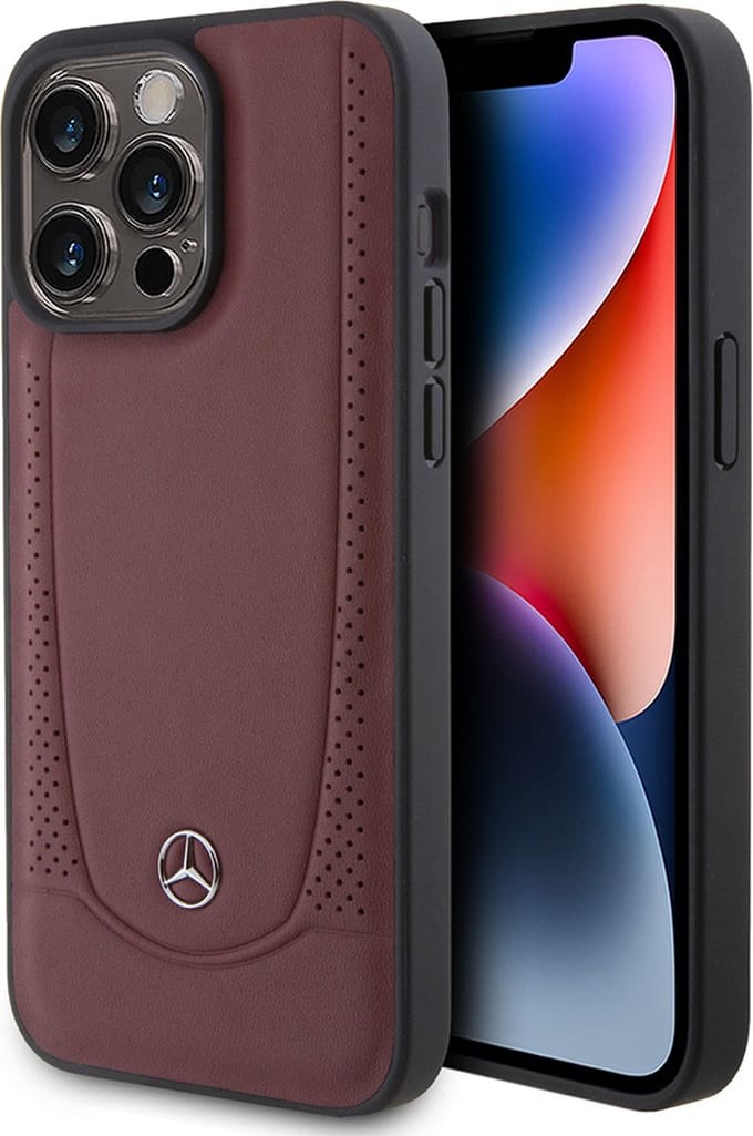 iPhone 15 Pro Backcase hoesje - Mercedes-Benz - Effen Rood - Leer