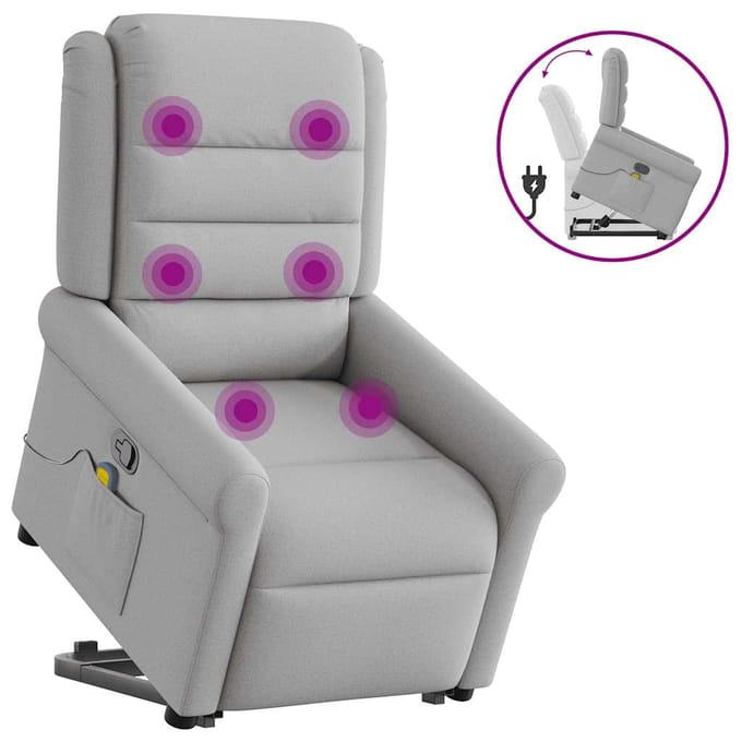 vidaXL - Sta-op-massagestoel - verstelbaar - stof - wolk - grijs