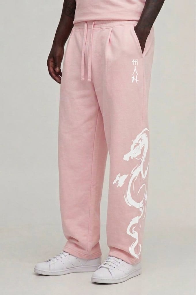 Joggingbroek Met Ballonpasvorm En Drakenprint Gewassen | Pink | Size Medium