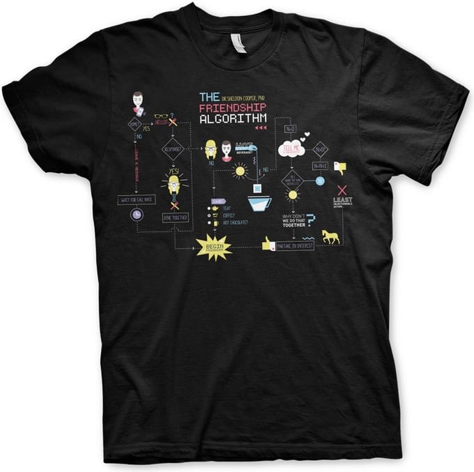 The Big Bang Theory Heren Tshirt -M- The Friendship Minions Algorithm Zwart