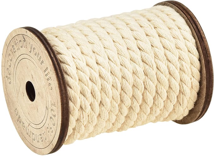 Katoenen koord sierkoord crème Ø6mm 5m per 2st