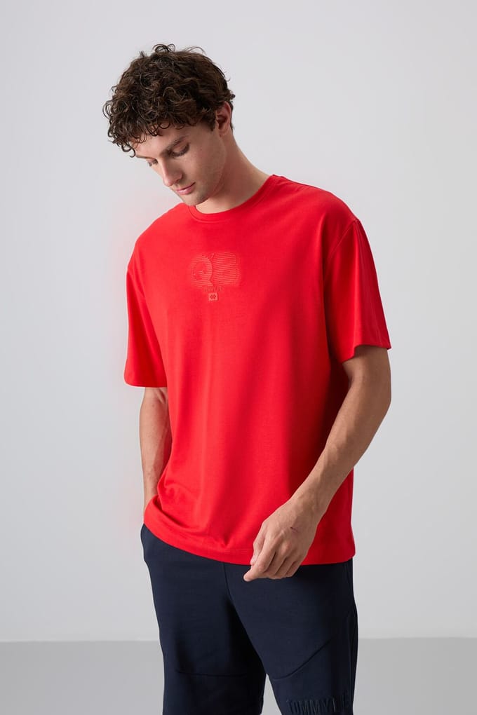 Overmaat Geprinte Logo Crew Neck T-shirt