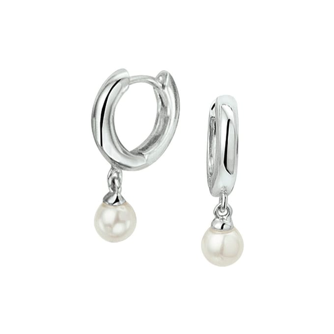 Huiscollectie klapoorring Parel Zilver Gerhodineerd Glanzend