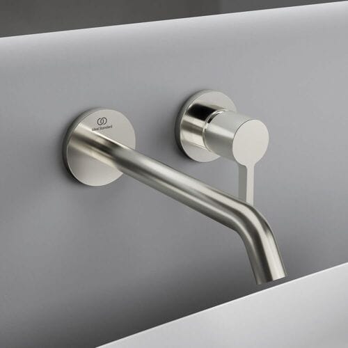 Ideal Standard wall-mounted basin mixer with round rosettes, spout 22 cm A7379GN