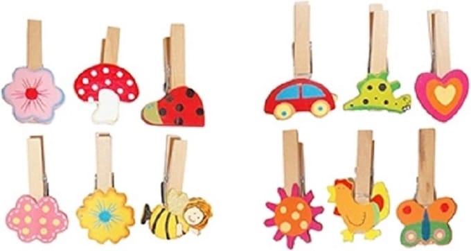 Houten speelgoed knijpers decoratief setje van 12