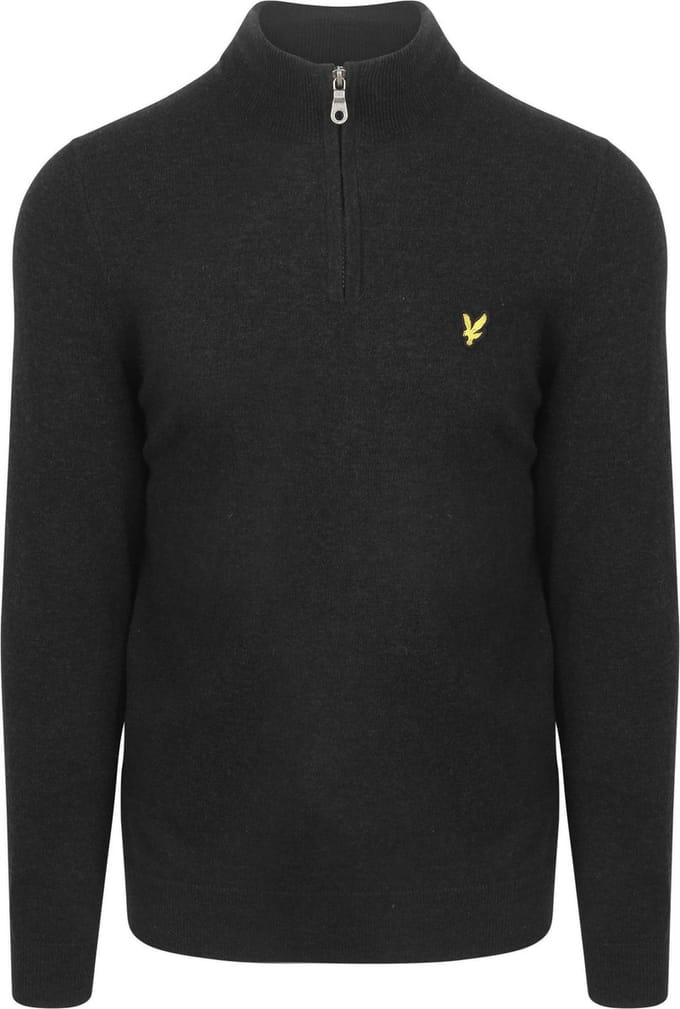 Lyle & Scott Half Zip Pullover Lamswol Zwart - Maat M - Heren - Quarter zip