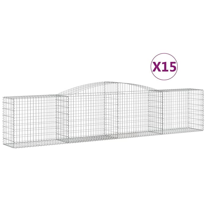 vidaXL - Schanskorven - 15 - st - gewelfd - 400x50x80/100 - cm - ijzer