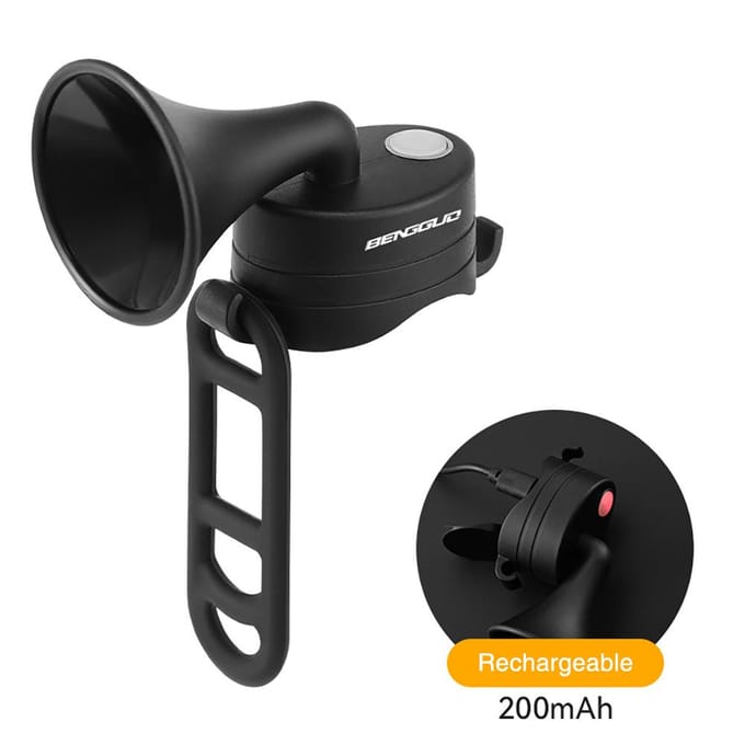 120db hoge decibel elektronische fietshoorn, waterdichte oplaadbare elektrische fietsbel Rechargeable black