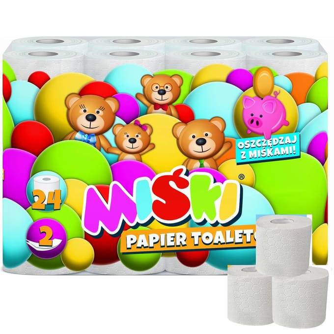 Ours en peluche 2W papier toilette - 24 rouleaux