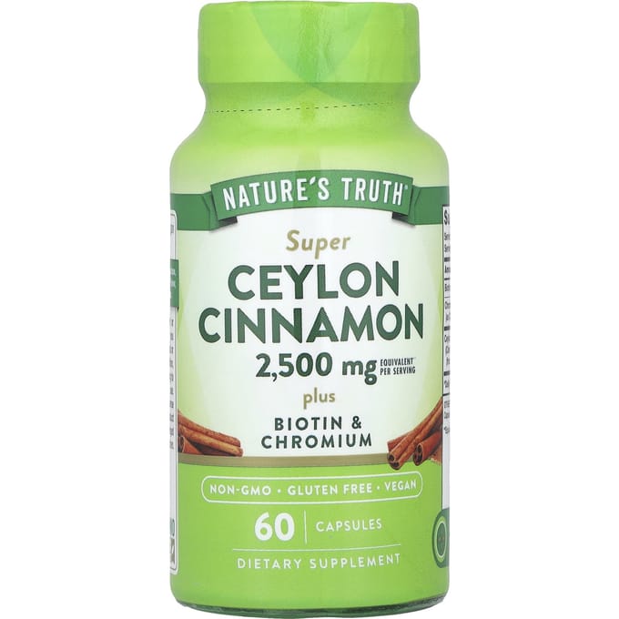 Nature's Truth, Super Ceylon Kaneel Plus, Biotine & Chroom, 60 Capsules