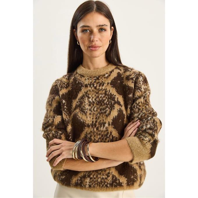 Oversized Luipaardprint Gebreide Trui