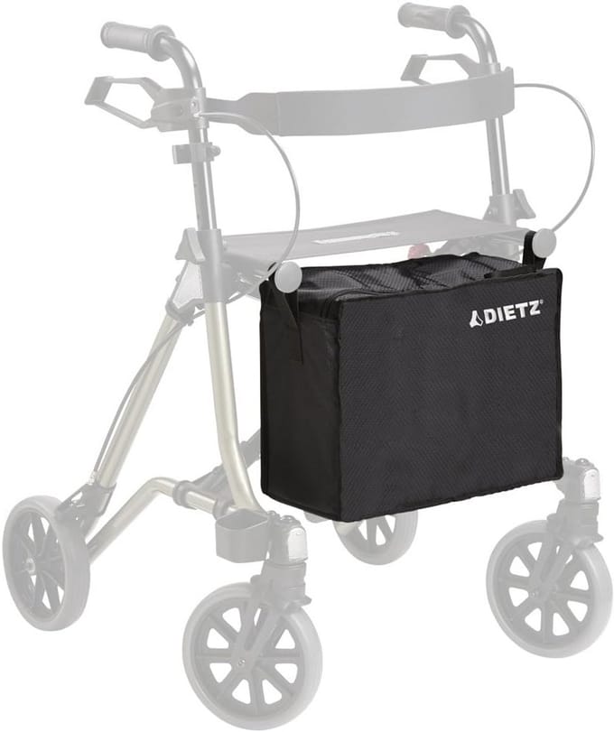 Vergrote tas voor rollator met vier wielen, universele pasvorm
