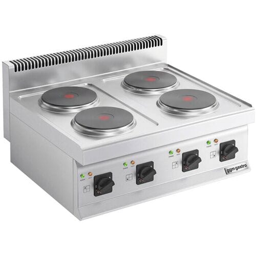 GGM Gastro Elektroherd - 8 kW - 4 Platten Rund Zilver