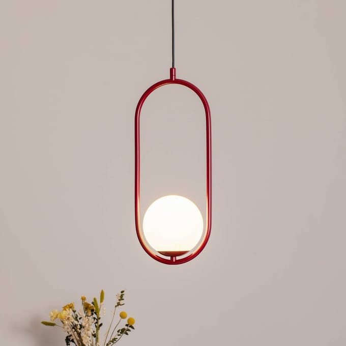 ALDEX Hanglamp Dione, 1-lamp, wijnrood/wit