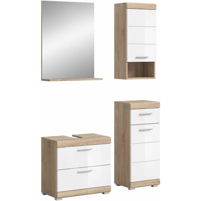 Lambada badkamercombinatie wit hoogglans MDF TZ wit NB - 37x112x191cm