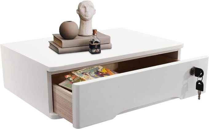 Bureau Opbergdoos - Bureau Organizer - Thuis Kantoor - Met Afsluitbare Lade - 40 x 28 x 12 cm - Wit