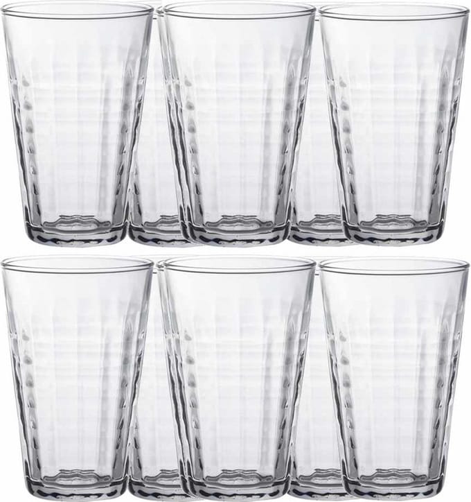 Duralex Longdrinkglazen Prisme - 12x stuks - glas - 330 ml - transparant - Koffie/frisdrank glazen
