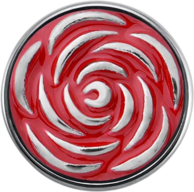 Quiges - Dames Click Button Drukknoop 18mm Bloem Roos Helder Rood - EBCM286