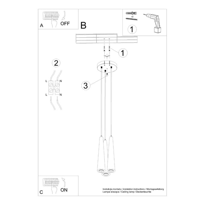 Hanglamp Sollux Lighting Sula 3p
