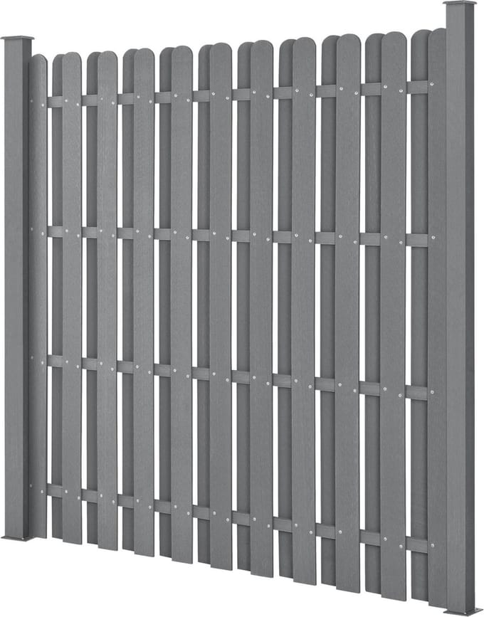 HKC Tuinscherm schutting met palen - grijs