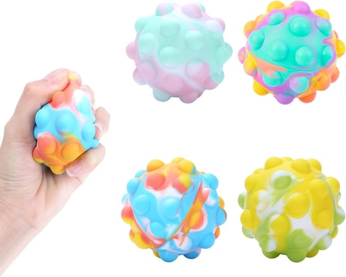 4 stuks antistressbal - pop-it bal - sensorisch fidget-speelgoed - om te kneden - voor kinderen
