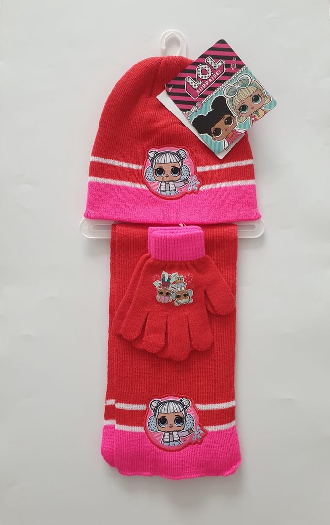 LOL Surprise - LOL -  Sjaal - Muts - Handschoenen - Set van 3 -  Leeftijd 5-7 jaar - Roze