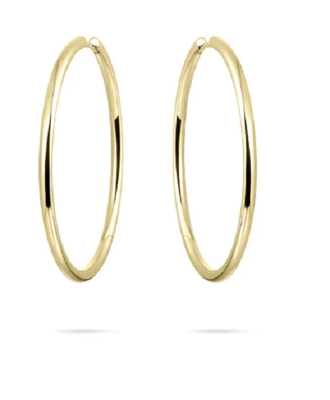 Schitterende 14K Gold Plated Zilveren Oorringen 40 mm. Klap Sluiting