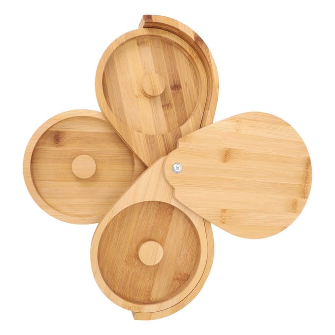 Boîte à épices à 3 niveaux Bambusoideae Rotative Divisée Support à épices Récipient de rangement pour assaisonnements pour Sel beige