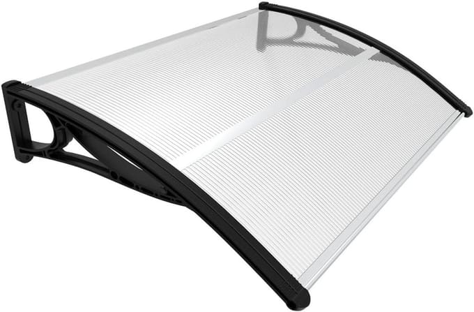 Deur Luifel - Overkapping Entree - Bescherming Buiten - Verstevigd Aluminium - 120 x 80 cm - Zwart