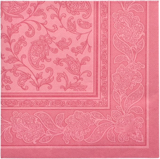 8x 20 Servetten ROYAL Collection 1/4 vouw 40 cm x 40 cm roze Ornaments